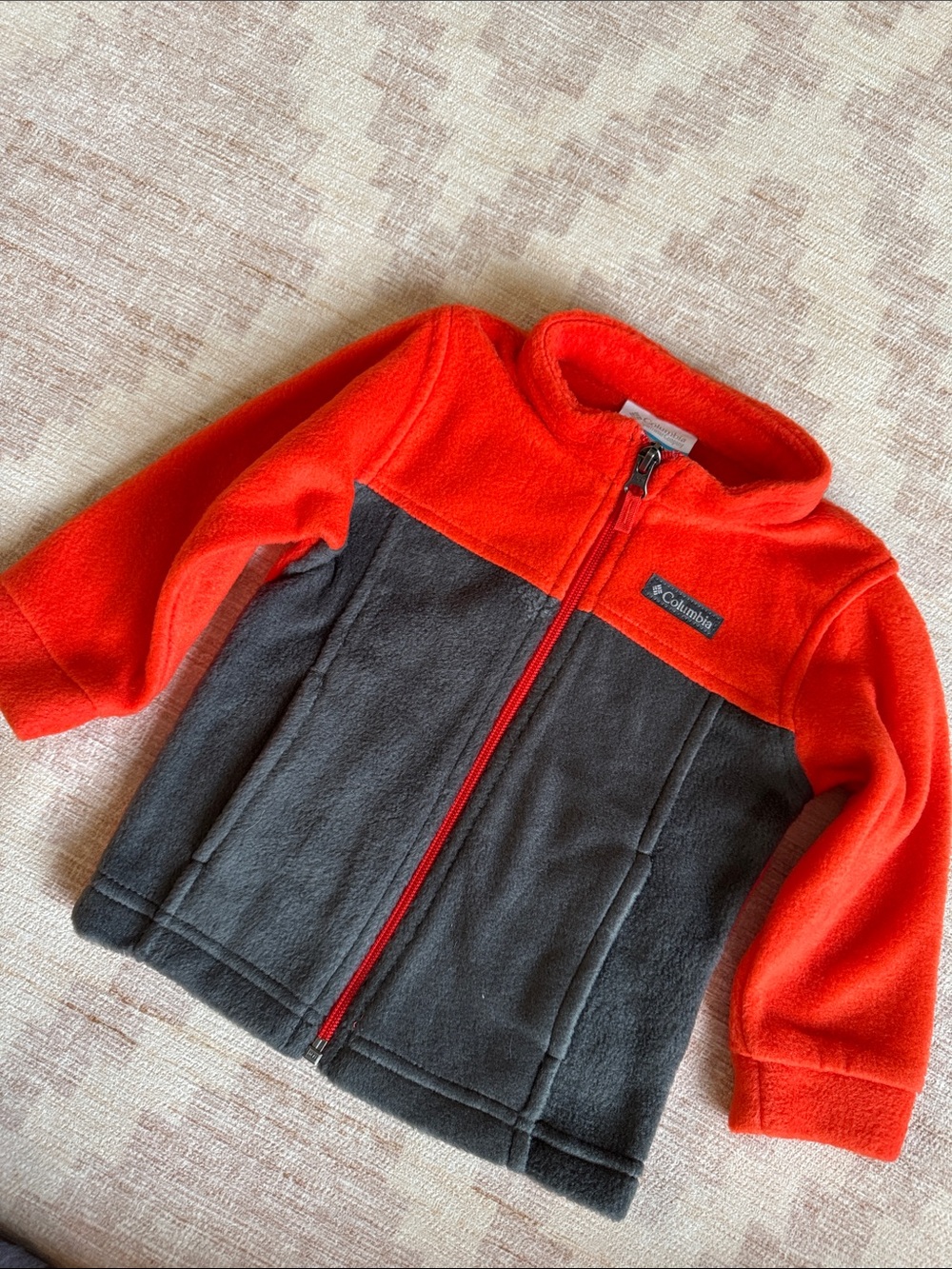 Columbia Kids Orange and Gray Colorblock Fleece Jacket 12-18M NWOT